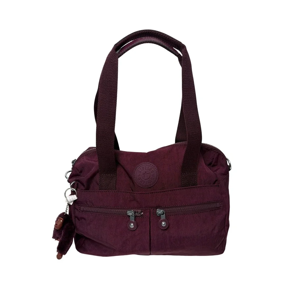 Kipling Klara Satchel Crossbody Bag Dark Plum Tonal Nylon KIA414 New